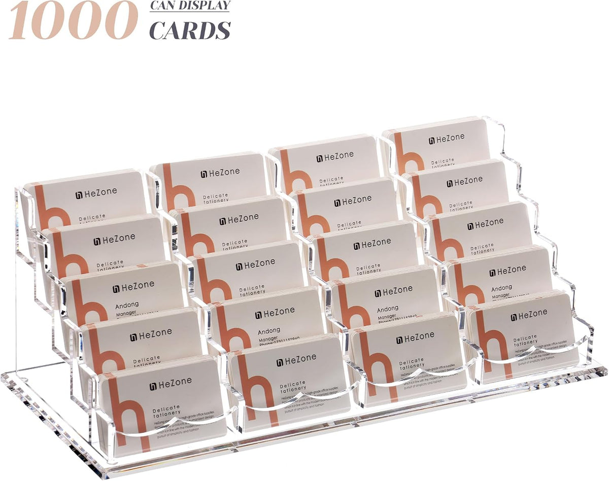 Business Card Holder for Desk 2 Tier 2 Slots, Clear Acrylic Business Card Display Stand for Women and Men, Organize 100 Cards-1 Pack (2 Slots-H)