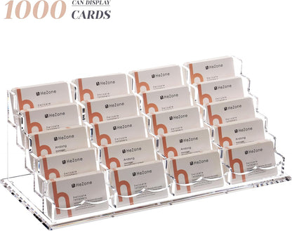 Business Card Holder for Desk 2 Tier 2 Slots, Clear Acrylic Business Card Display Stand for Women and Men, Organize 100 Cards-1 Pack (2 Slots-H)