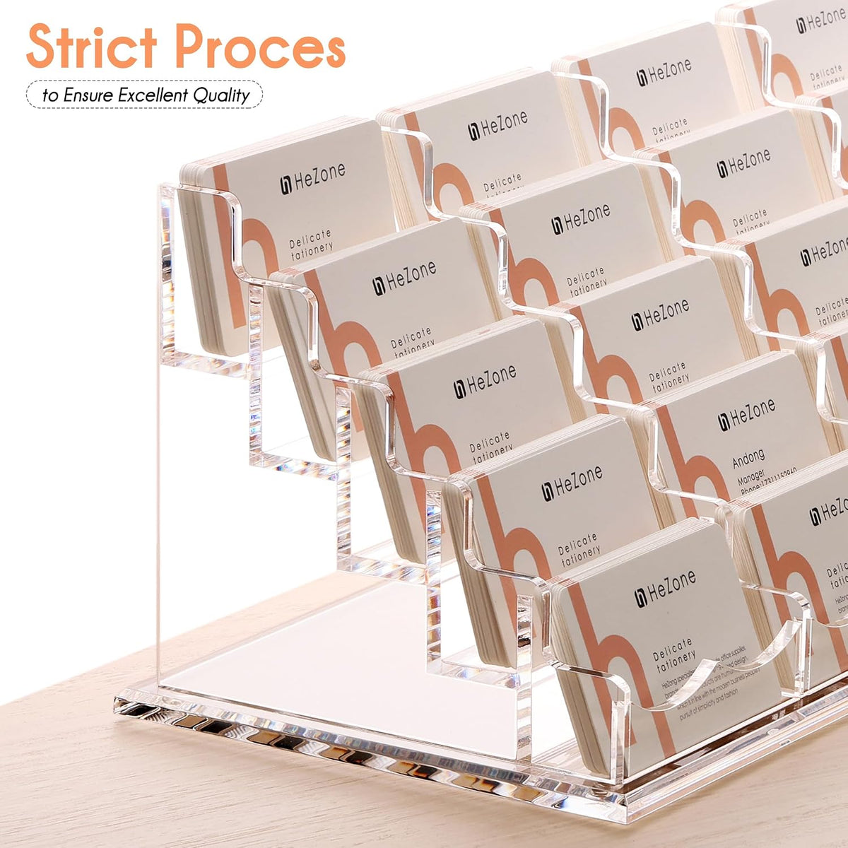 Business Card Holder for Desk 2 Tier 2 Slots, Clear Acrylic Business Card Display Stand for Women and Men, Organize 100 Cards-1 Pack (2 Slots-H)