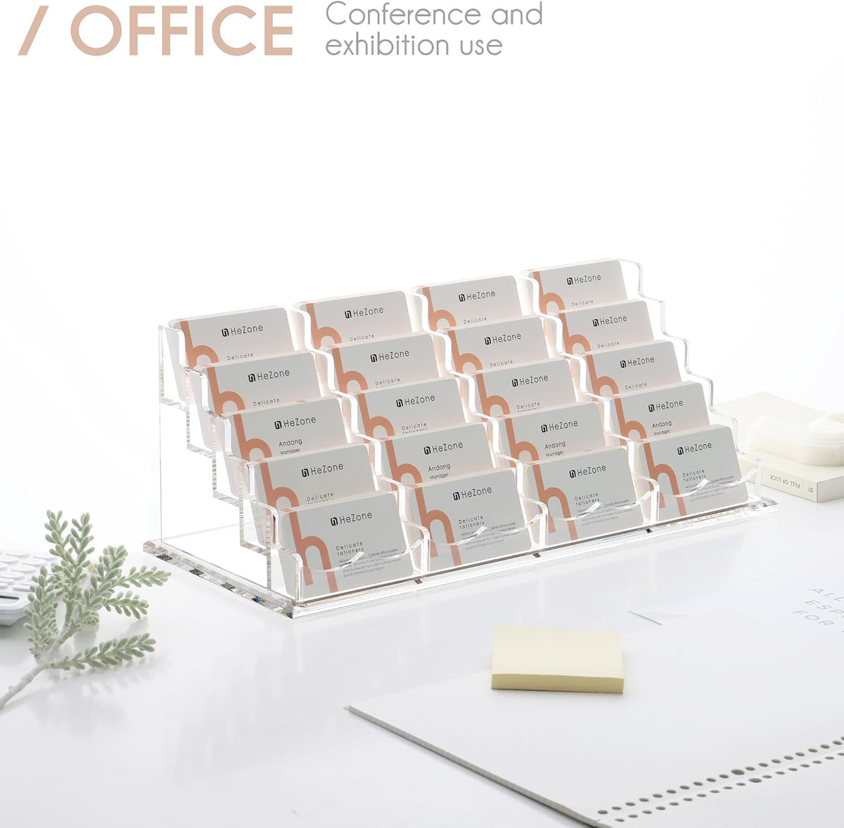 Business Card Holder for Desk 2 Tier 2 Slots, Clear Acrylic Business Card Display Stand for Women and Men, Organize 100 Cards-1 Pack (2 Slots-H)