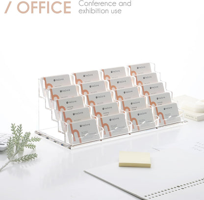 Business Card Holder for Desk 2 Tier 2 Slots, Clear Acrylic Business Card Display Stand for Women and Men, Organize 100 Cards-1 Pack (2 Slots-H)
