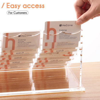 Business Card Holder for Desk 2 Tier 2 Slots, Clear Acrylic Business Card Display Stand for Women and Men, Organize 100 Cards-1 Pack (2 Slots-H)