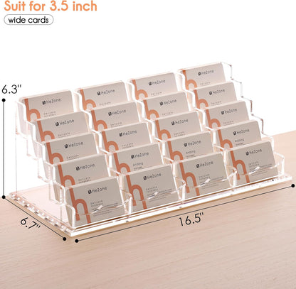Business Card Holder for Desk 2 Tier 2 Slots, Clear Acrylic Business Card Display Stand for Women and Men, Organize 100 Cards-1 Pack (2 Slots-H)
