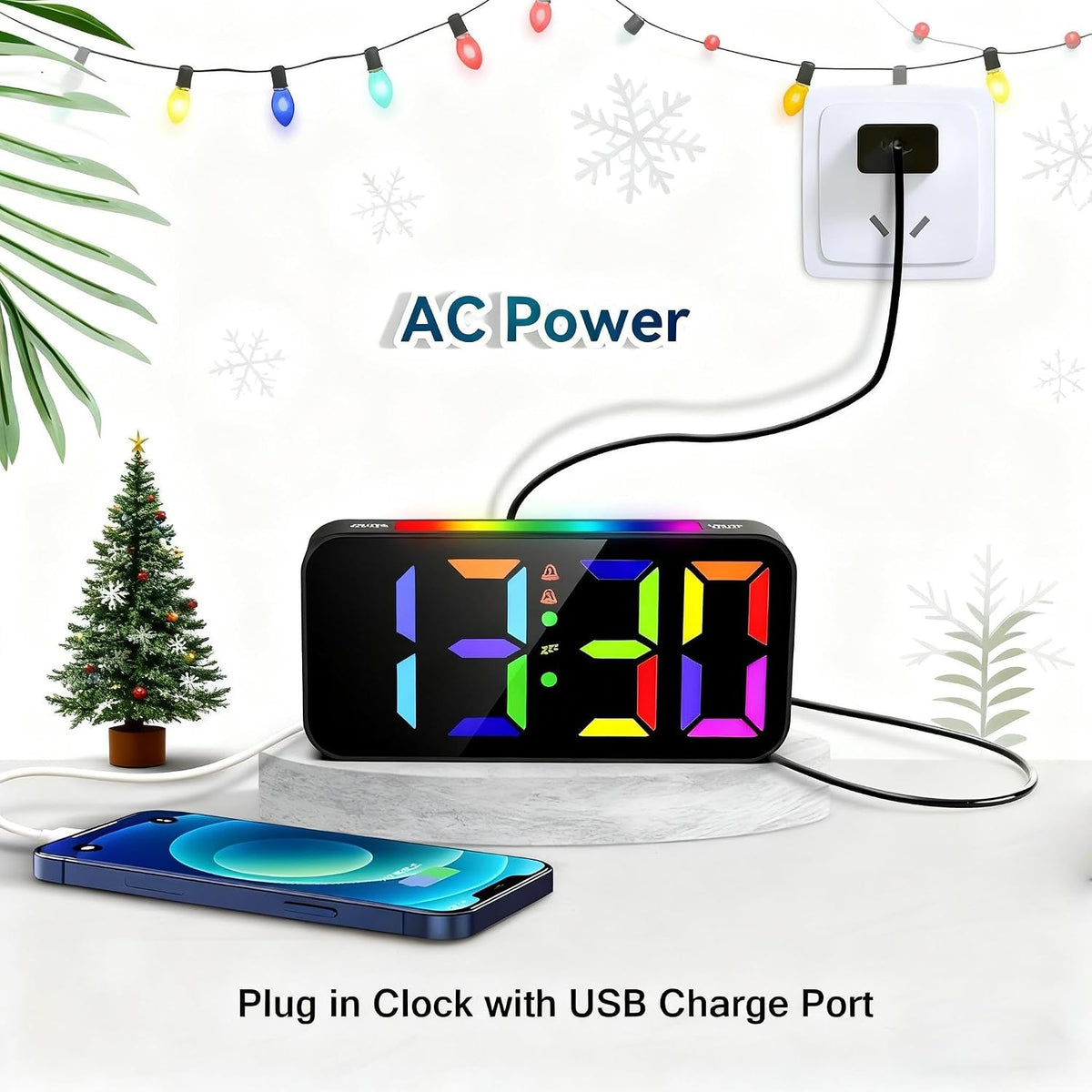 Loud Alarm Clocks for Bedrooms Heavy Sleepers, Digital Bedside Clock