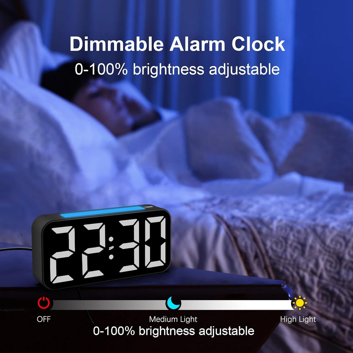 Loud Alarm Clocks for Bedrooms Heavy Sleepers, Digital Bedside Clock