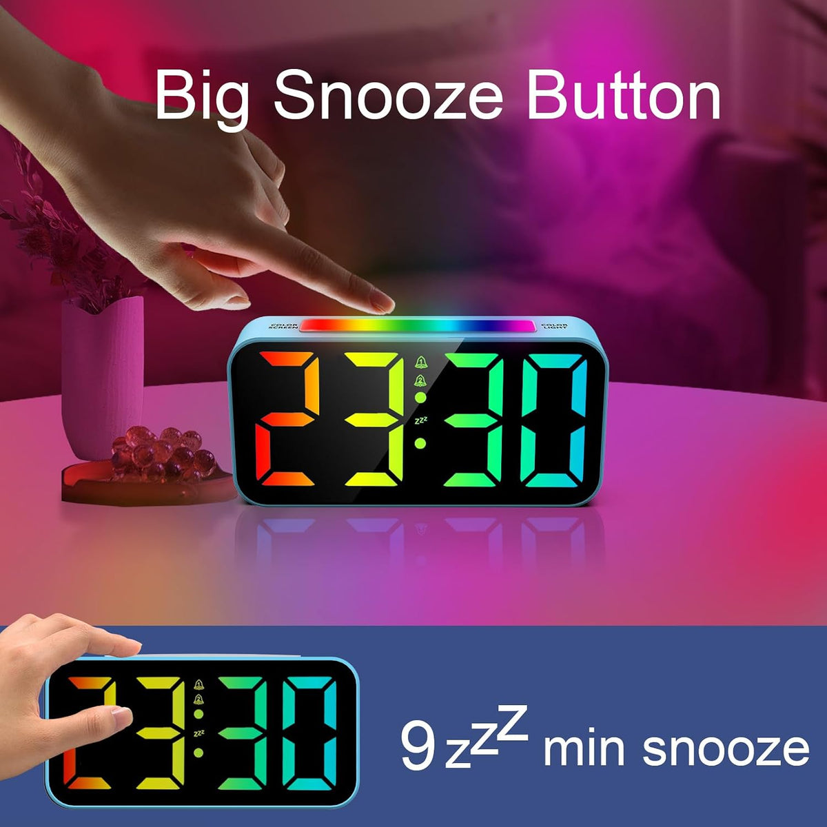 Loud Alarm Clocks for Bedrooms Heavy Sleepers, Digital Bedside Clock