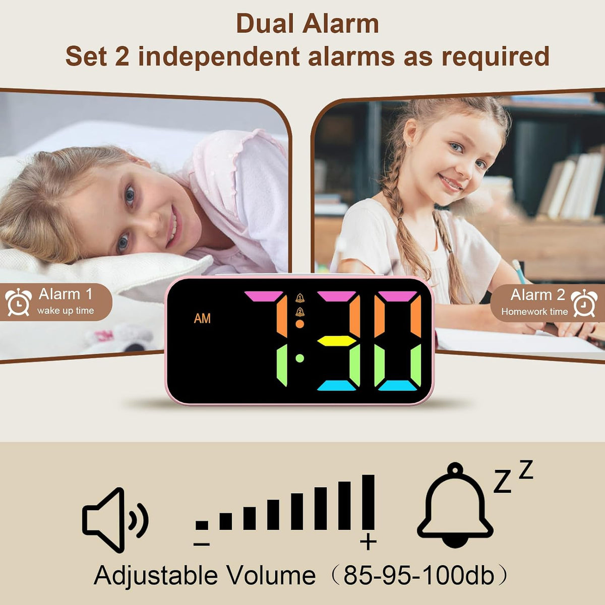Loud Alarm Clocks for Bedrooms Heavy Sleepers, Digital Bedside Clock