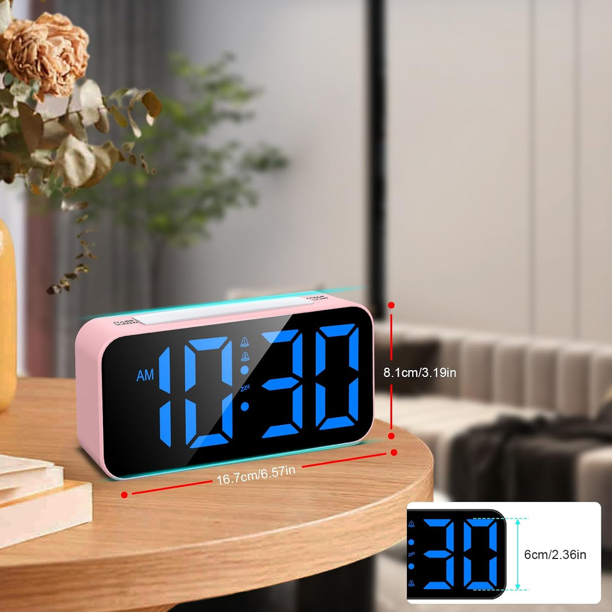 Loud Alarm Clocks for Bedrooms Heavy Sleepers, Digital Bedside Clock