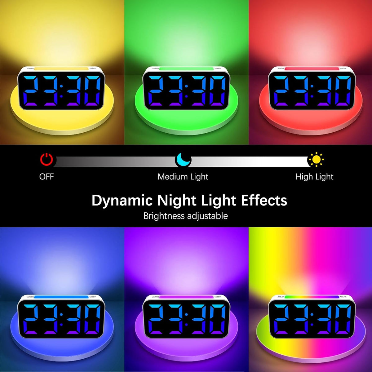 Loud Alarm Clocks for Bedrooms Heavy Sleepers, Digital Bedside Clock