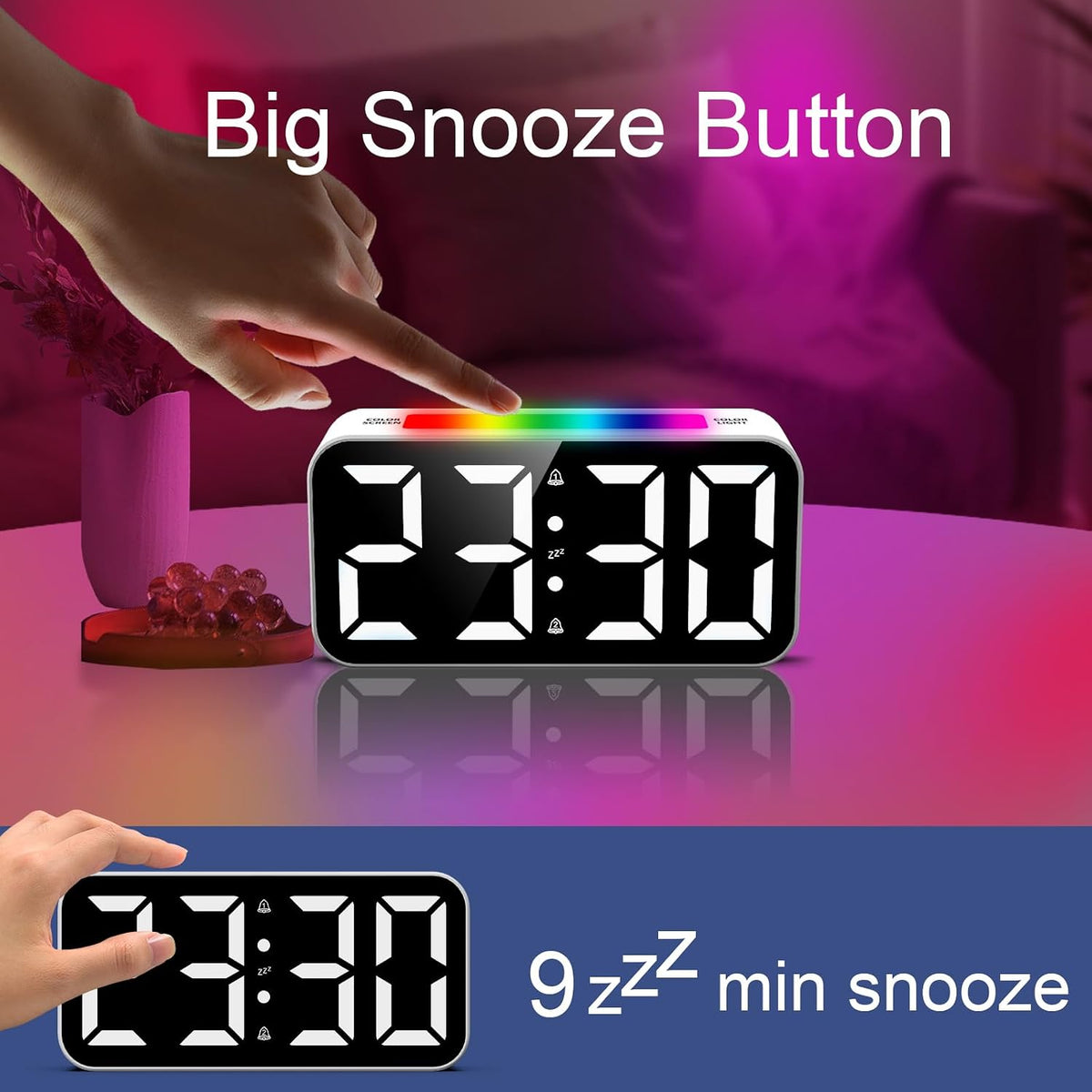 Loud Alarm Clocks for Bedrooms Heavy Sleepers, Digital Bedside Clock