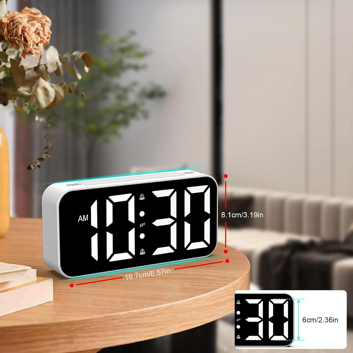 Loud Alarm Clocks for Bedrooms Heavy Sleepers, Digital Bedside Clock