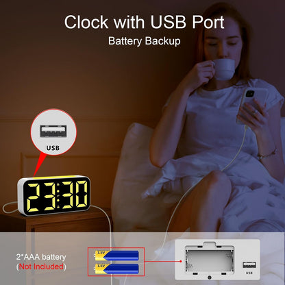 Loud Alarm Clocks for Bedrooms Heavy Sleepers, Digital Bedside Clock