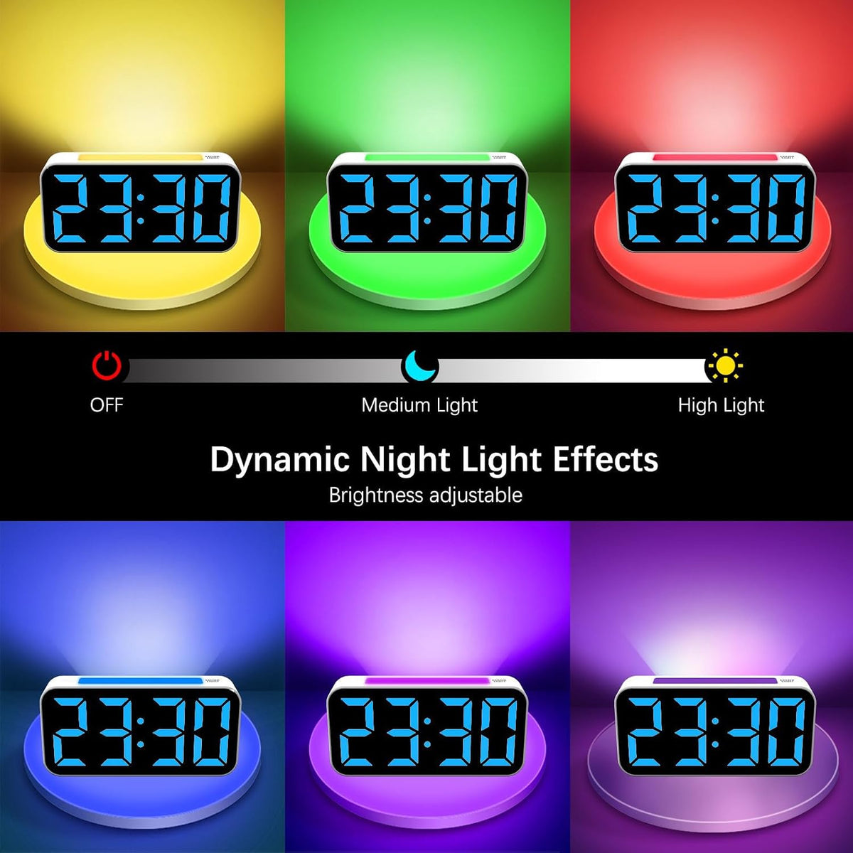 Loud Alarm Clocks for Bedrooms Heavy Sleepers, Digital Bedside Clock