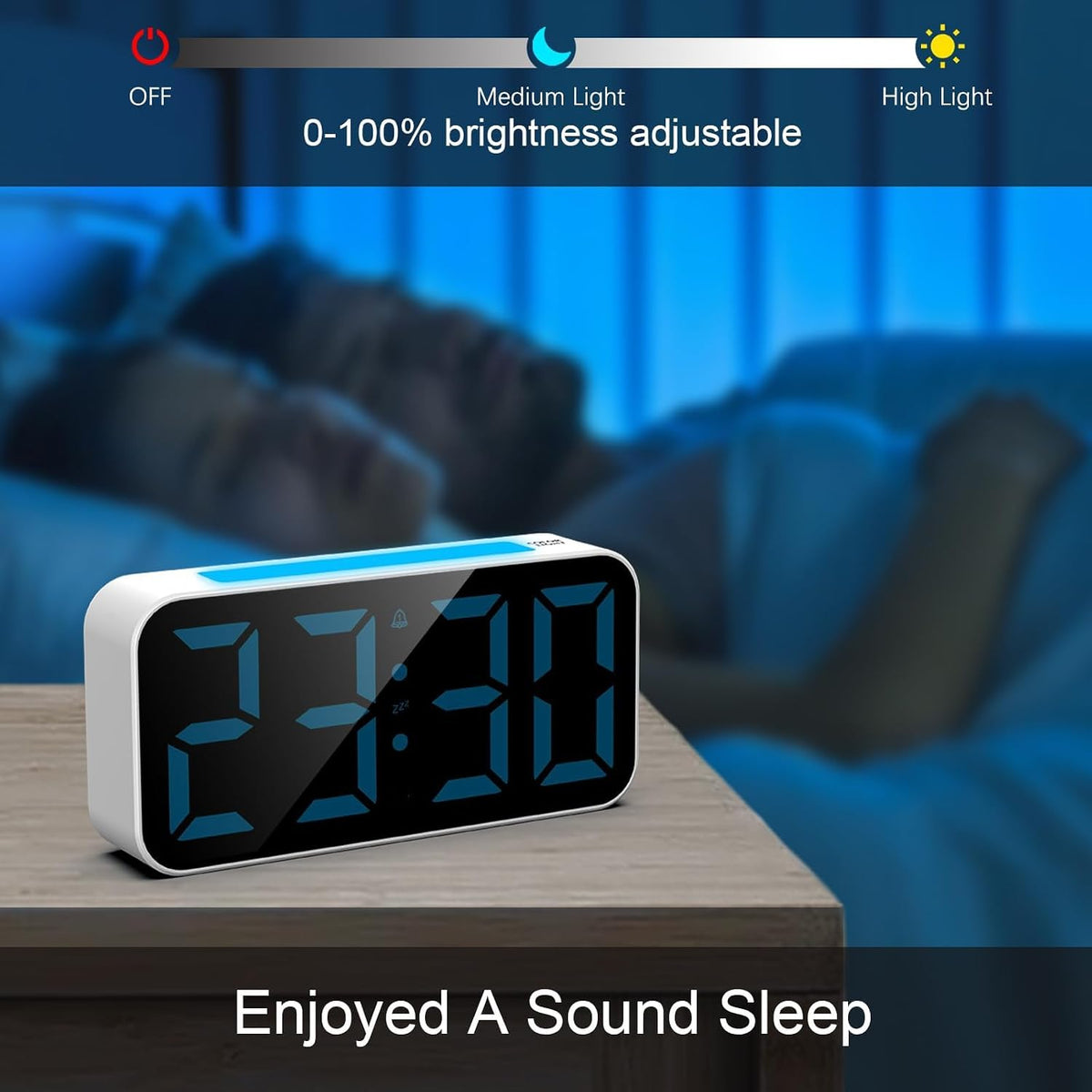 Loud Alarm Clocks for Bedrooms Heavy Sleepers, Digital Bedside Clock