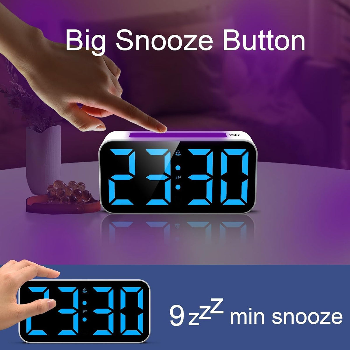 Loud Alarm Clocks for Bedrooms Heavy Sleepers, Digital Bedside Clock