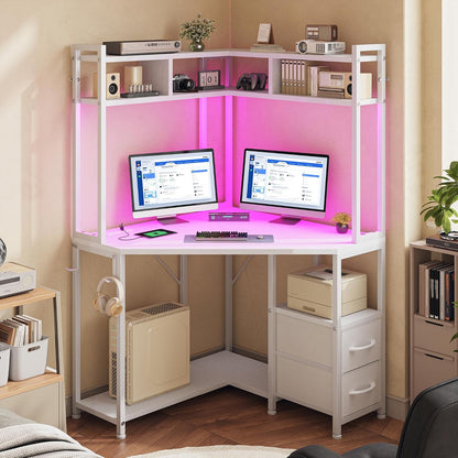63"Triangular Corner Desk with Hutch,Ample Storage for Small Room