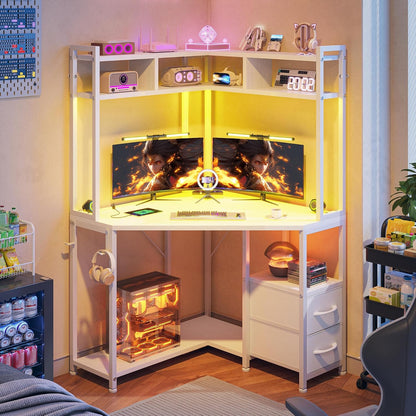 63"Triangular Corner Desk with Hutch,Ample Storage for Small Room