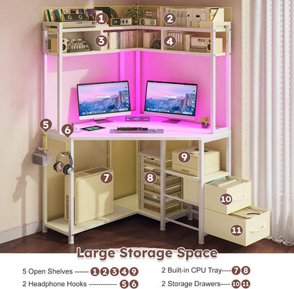 63"Triangular Corner Desk with Hutch,Ample Storage for Small Room