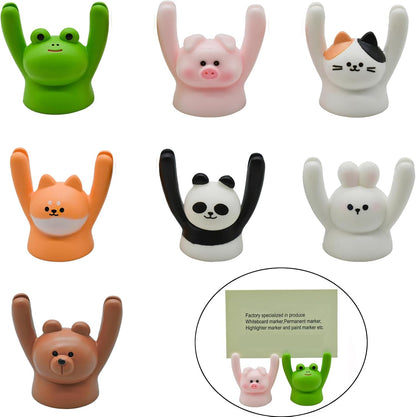 7Pcs Cute Raising Hand Animal Photo Holder Resin Memo Folder