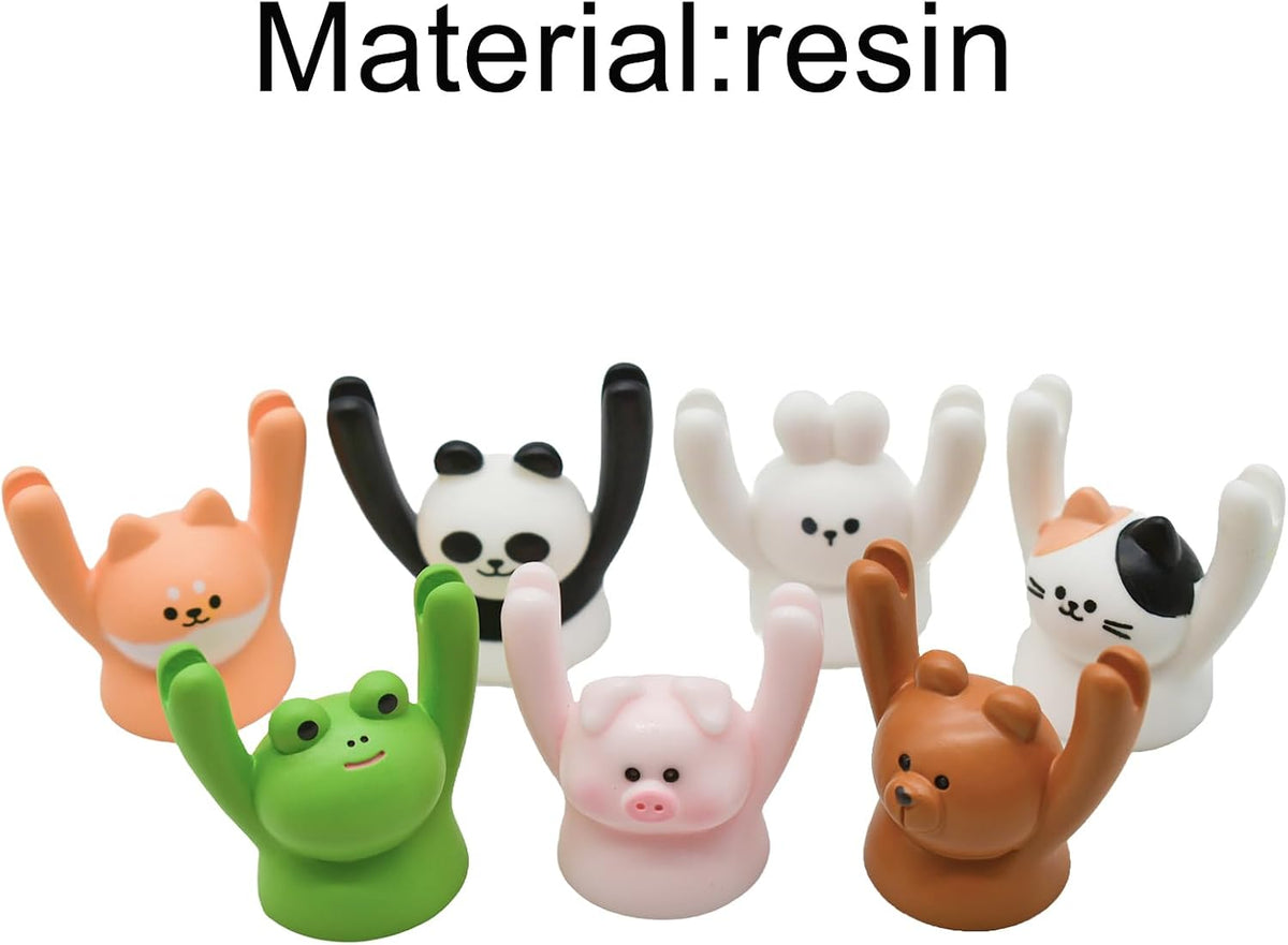 7Pcs Cute Raising Hand Animal Photo Holder Resin Memo Folder