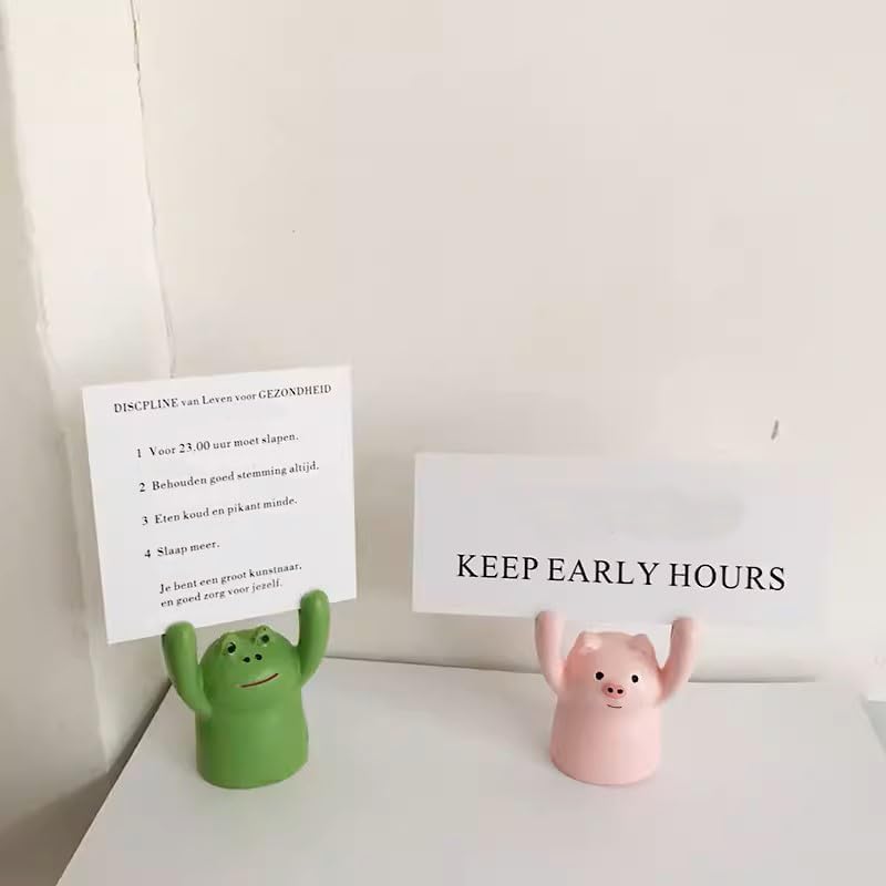 7Pcs Cute Raising Hand Animal Photo Holder Resin Memo Folder