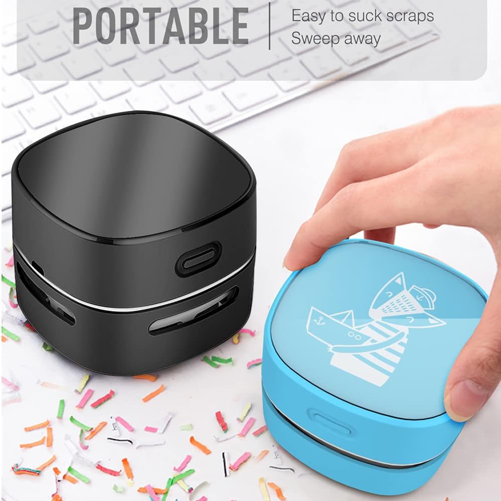 Mini Desktop Vacuum Cleaner for Table Dust (Black AA Battery)