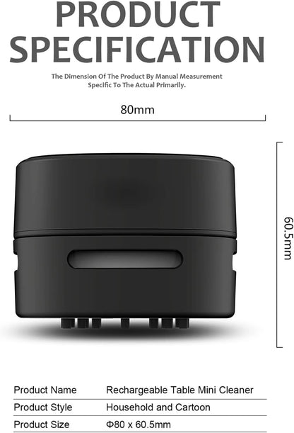 Mini Desktop Vacuum Cleaner for Table Dust (Black AA Battery)
