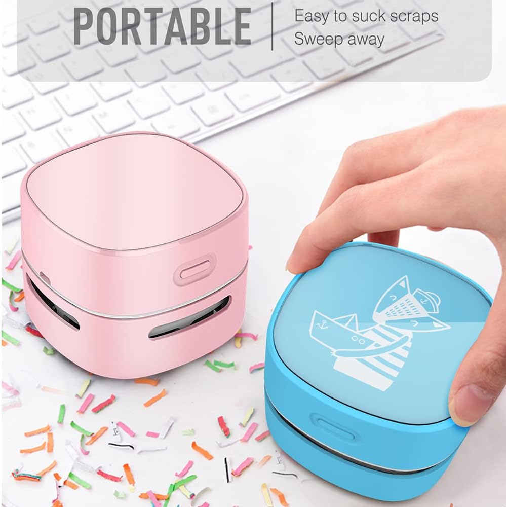 Mini Desktop Vacuum Cleaner for Table Dust (Black AA Battery)