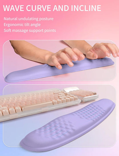 2in1 Combination, Wave Keyboard Wrist Rest and Ergonomic Curvature Mouse Pad Wrist Support for Relieve Wrist Pain, Filled with Soft Cushion Memory Foam, Black