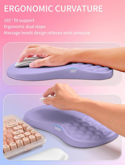 2in1 Combination, Wave Keyboard Wrist Rest and Ergonomic Curvature Mouse Pad Wrist Support for Relieve Wrist Pain, Filled with Soft Cushion Memory Foam, Black