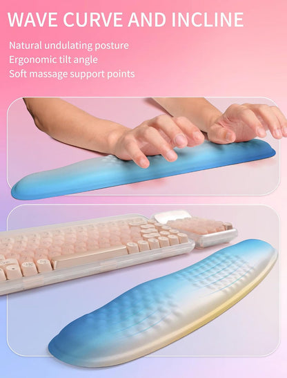 2in1 Combination, Wave Keyboard Wrist Rest and Ergonomic Curvature Mouse Pad Wrist Support for Relieve Wrist Pain, Filled with Soft Cushion Memory Foam, Black