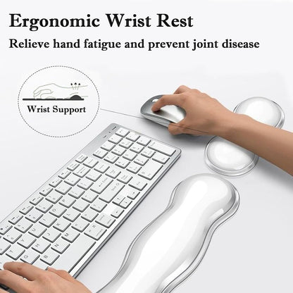 Update Gel Keyboard Wrist Rest & Mouse Wrist Rest Set – Silicone Wrist Support Pad for Pain Relief, Effortless Typing, Gaming, Computer, Laptop, Office – Anti-Slip Base, Easy to Clean