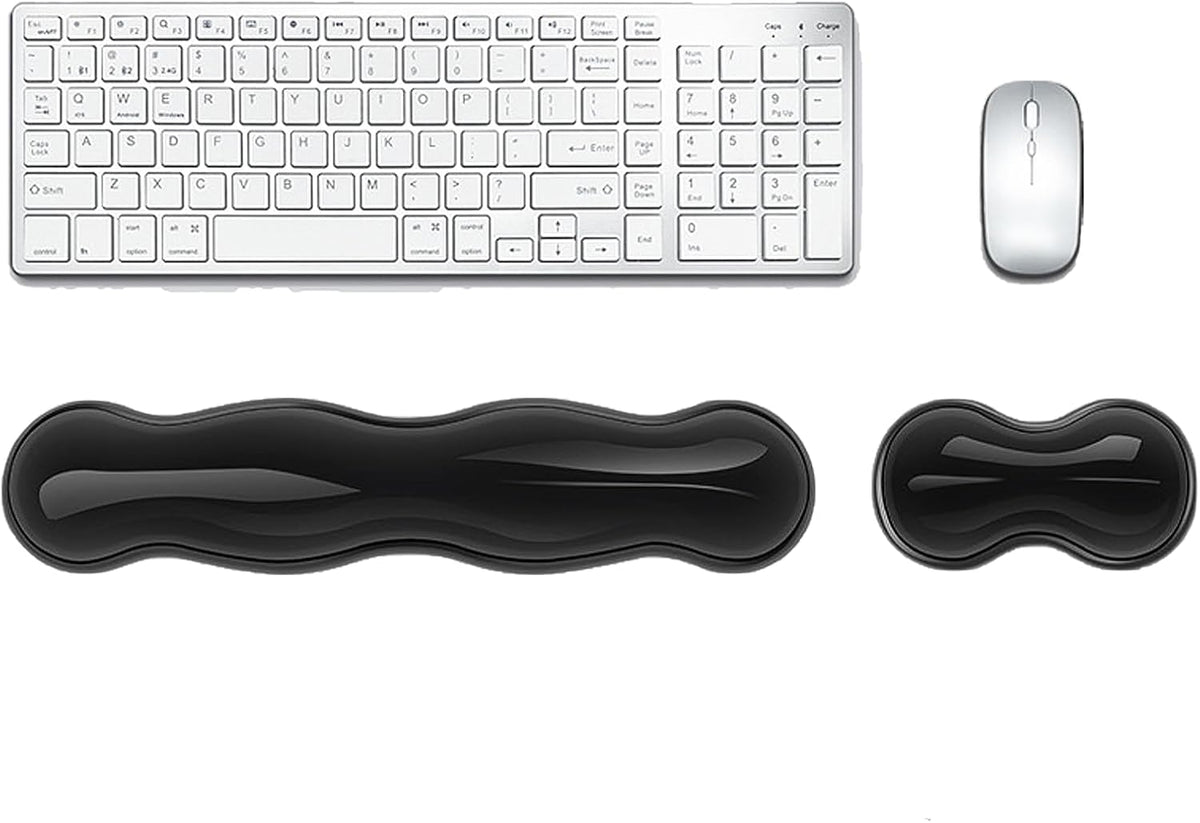Update Gel Keyboard Wrist Rest & Mouse Wrist Rest Set – Silicone Wrist Support Pad for Pain Relief, Effortless Typing, Gaming, Computer, Laptop, Office – Anti-Slip Base, Easy to Clean
