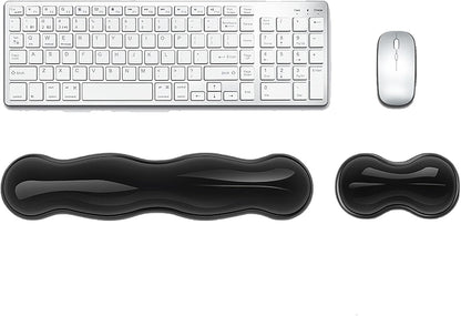 Update Gel Keyboard Wrist Rest & Mouse Wrist Rest Set – Silicone Wrist Support Pad for Pain Relief, Effortless Typing, Gaming, Computer, Laptop, Office – Anti-Slip Base, Easy to Clean