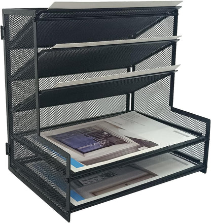 5-Tier Metal Desk File Organizer, File Tray Rack
