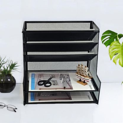 5-Tier Metal Desk File Organizer, File Tray Rack