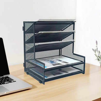 5-Tier Metal Desk File Organizer, File Tray Rack