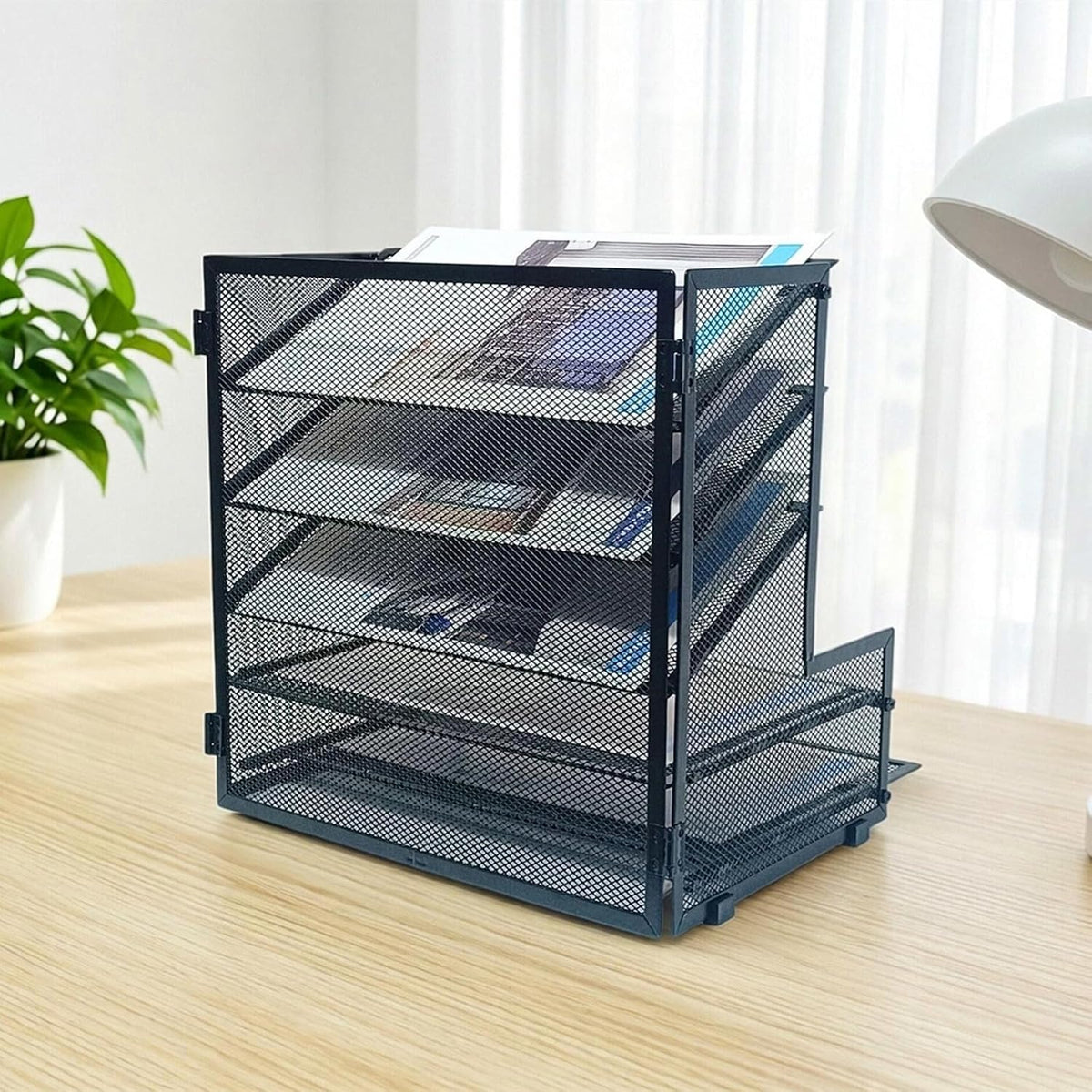 5-Tier Metal Desk File Organizer, File Tray Rack