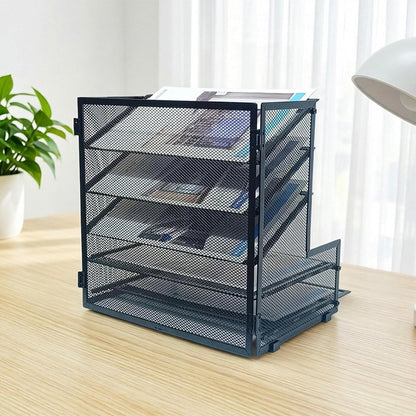 5-Tier Metal Desk File Organizer, File Tray Rack