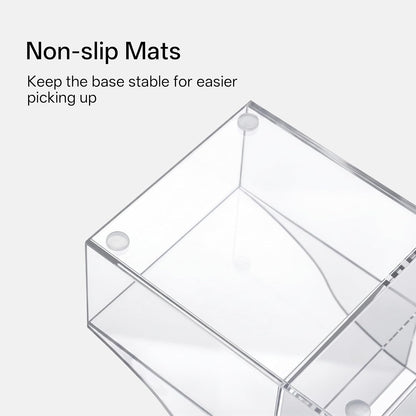 Acrylic Pen Holder for Desk, 3-Compartment Small Desk Organizer, Clear Office Supplies Desk Accessories with Sticky Notes Holder Stores Post It Notes 3X3 for Office, Home and School