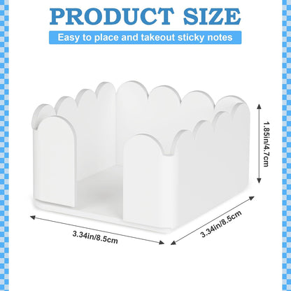 3x3 Scalloped Acrylic Sticky Note Holder Clear Cute Post It Note Holder Dispenser for Classroom, Desk Organizer Accessories for Dorm Room, School Office Necessities