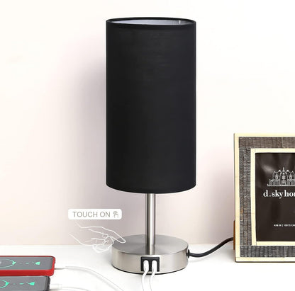 Bedside Table Lamp with USB Ports, Touch Dimmable Nightstand