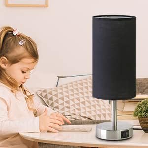 Bedside Table Lamp with USB Ports, Touch Dimmable Nightstand