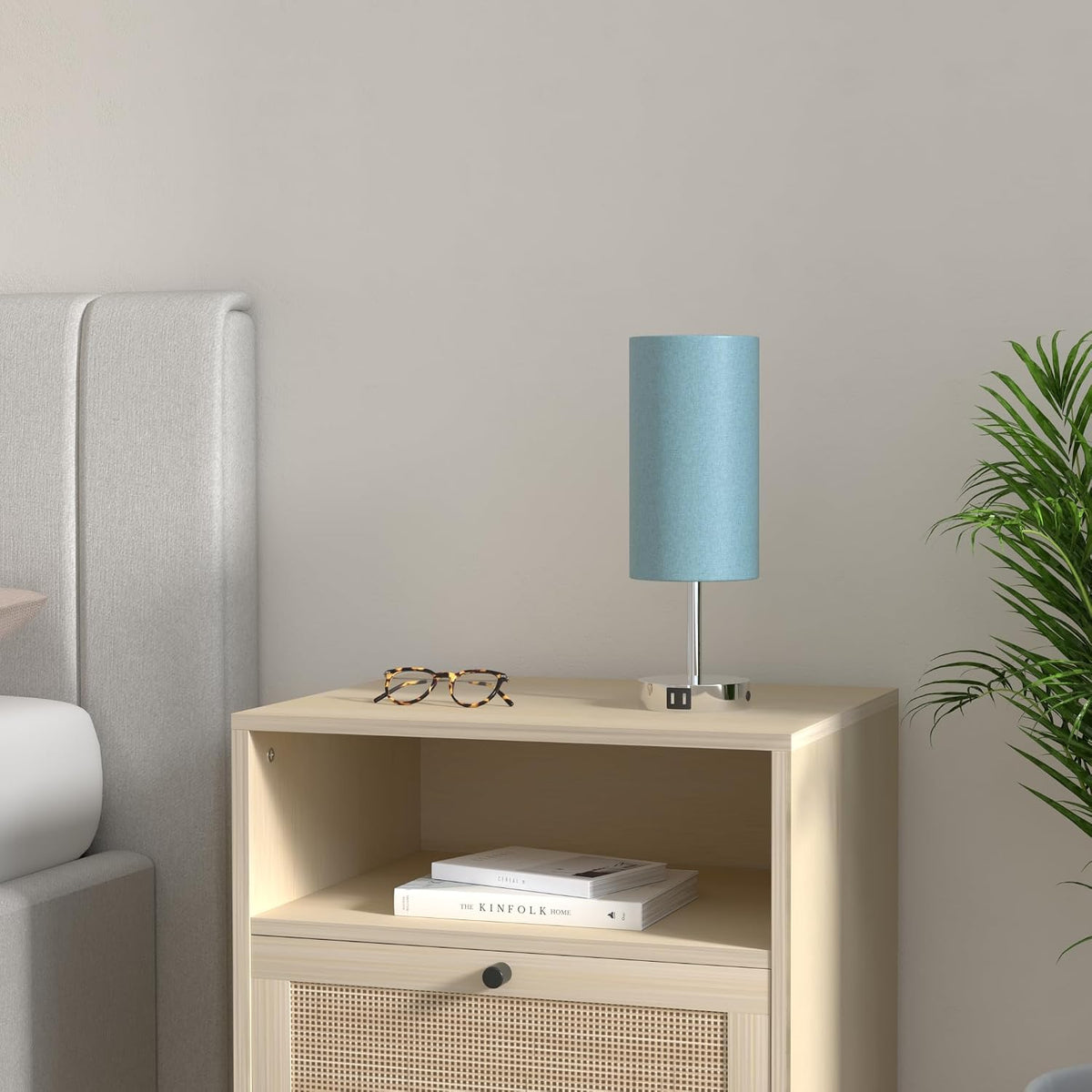 Bedside Table Lamp with USB Ports, Touch Dimmable Nightstand