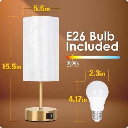 Bedside Table Lamp with USB Ports, Touch Dimmable Nightstand