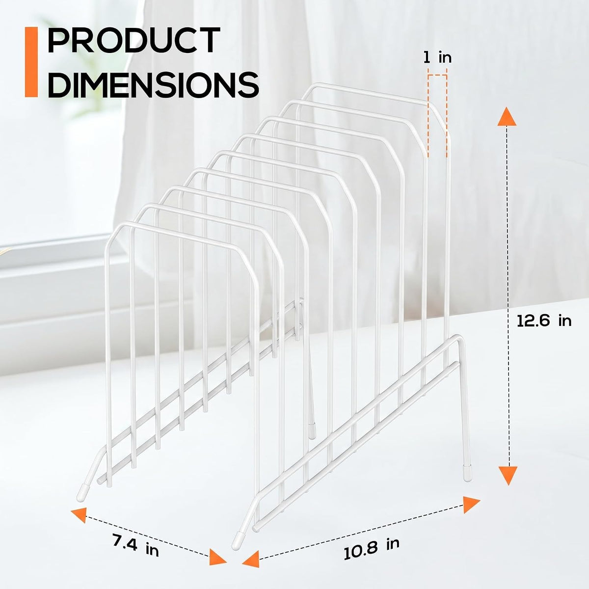 Incline Sorter Desk File Organizer, Metal Desk Magazine Folder Holder with 8-Section Vertical Compartments Rack File Organizer for Office, Home, School