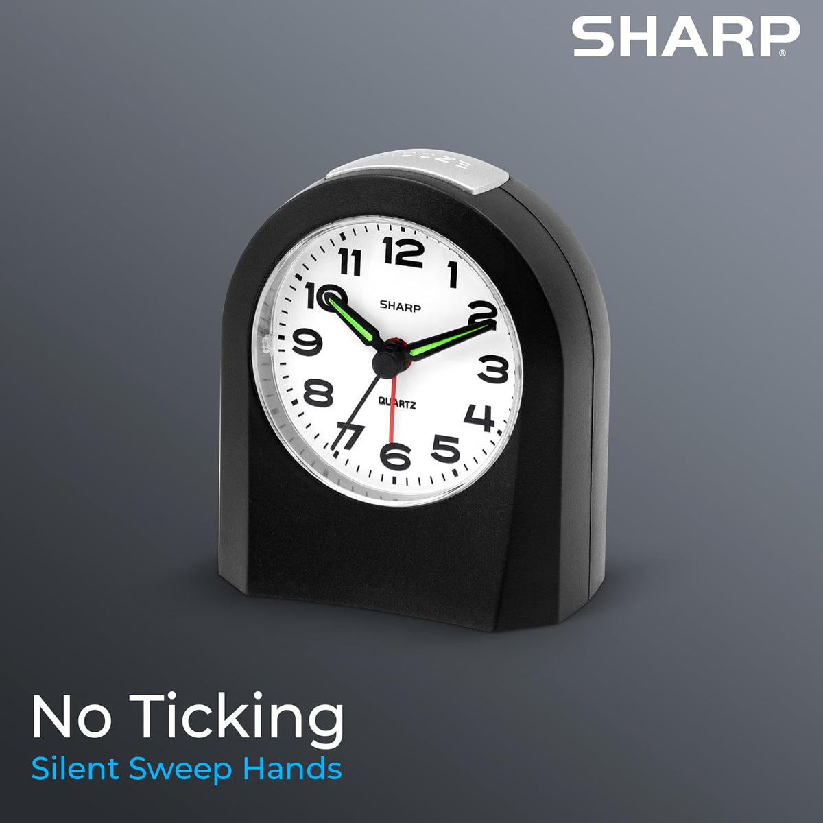 Battery-Powered Analog Alarm Clock, Silent Sweep, Snooze and Light