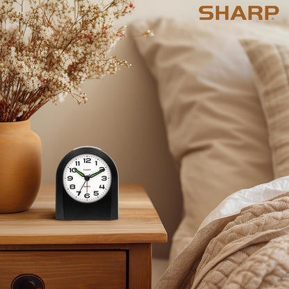 Battery-Powered Analog Alarm Clock, Silent Sweep, Snooze and Light