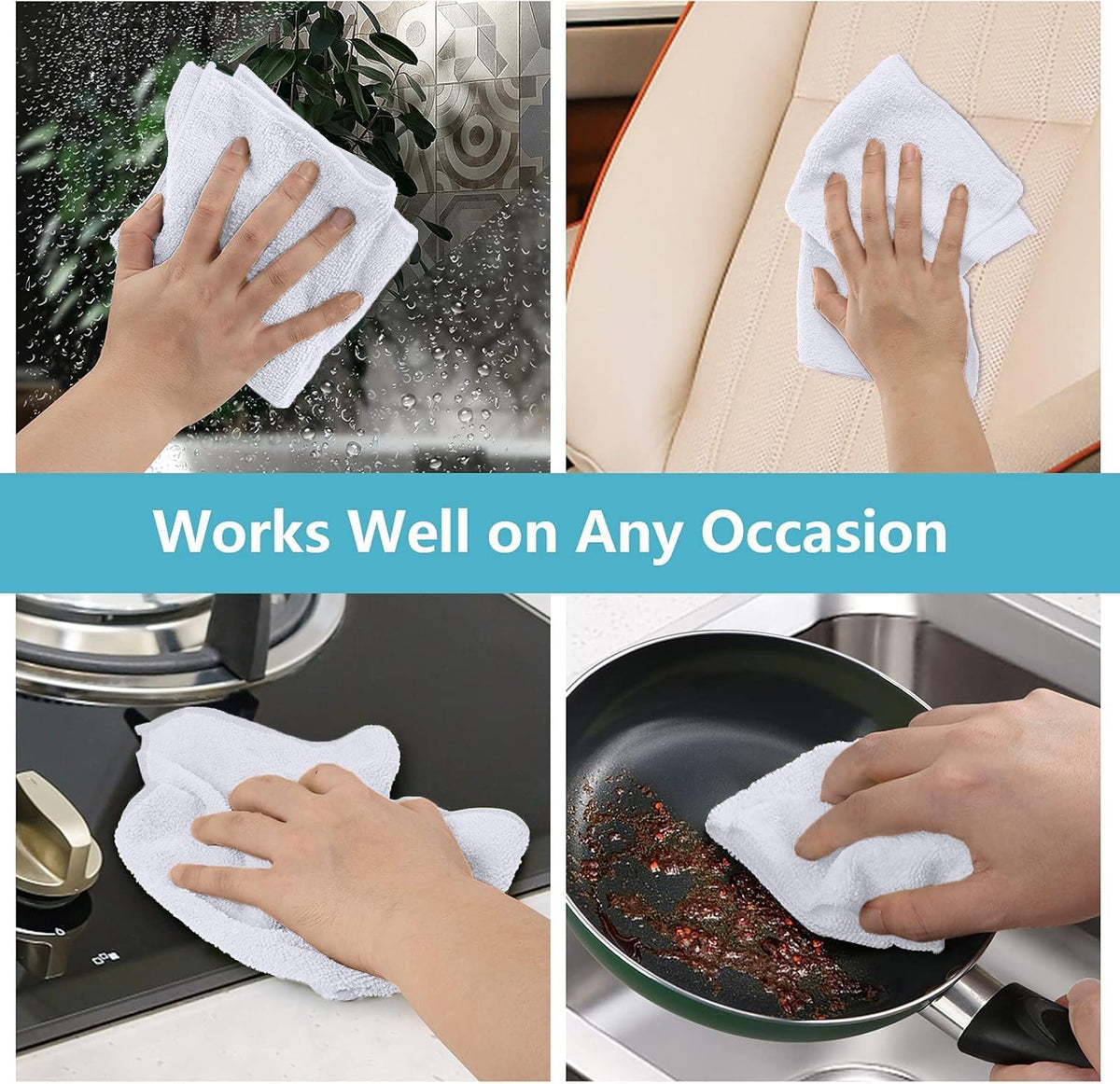 12PK Microfiber Cleaning Cloth, Cleaning Rag for Home, 11.5x11.5in