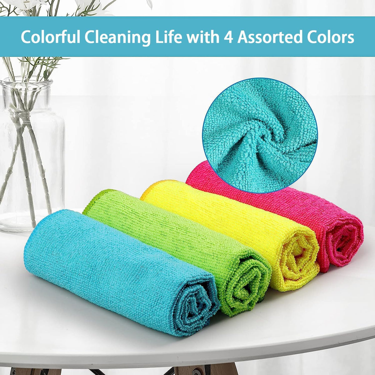 12PK Microfiber Cleaning Cloth, Cleaning Rag for Home, 11.5x11.5in
